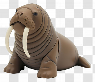 Sea Animals - Cartoon Walrus With Tusks Transparent PNG