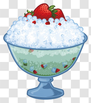 Ice Cream - Shaved Ice Dessert With Strawberries Transparent PNG