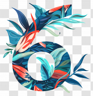 Number 6 - Floral Number 6 Transparent PNG