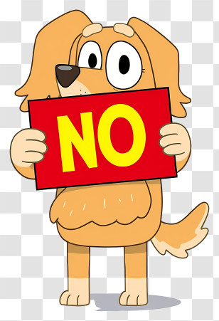 Dog Holding No Sign - Cartoon Dog Holding NO Sign Transparent PNG