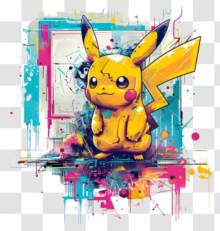 Pikachu - Pikachu Graffiti Illustration In Vibrant Colors Transparent PNG