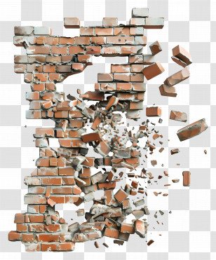 Broken Wall - 3D Illustration Of A Breaking Brick Wall Transparent PNG
