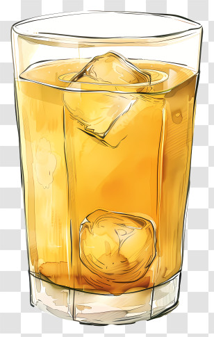 Jal Jeera Beverage - Amber-Colored Drink In Artistic Glass Illustration Transparent PNG