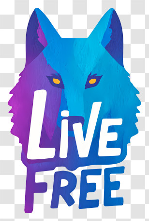 Live Free - Blue Gradient Wolf 'Live Free' Logo Transparent PNG