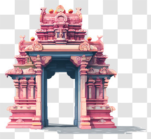 Hindu Temple Arch - Ornate Temple Gate Transparent PNG