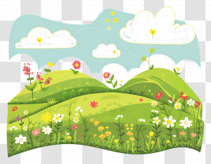 Rolling Hills - Spring Flower Meadow In A Sunny Landscape Transparent PNG