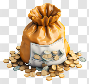 Bag Of Coins - Bag Of Gold Coins Transparent PNG