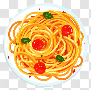 Spaghetti - Delicious Spaghetti Dish With Tomato Garnish Transparent PNG