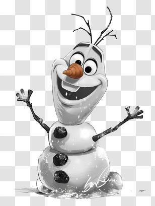 Olaf - Cartoon Snowman With Carrot Nose Transparent PNG