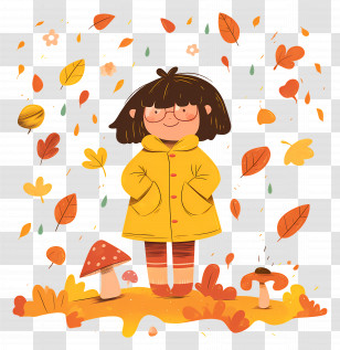 Autumn Background - Cartoon Child In Autumn Scene Transparent PNG