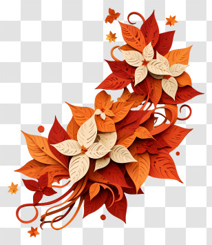 Autumn Flower Corner - Autumn Leaves Floral Arrangement Transparent PNG