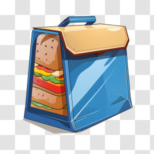 Food Delivery Bag - Packed Sandwich In A Blue Lunchbox Transparent PNG