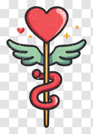 Health Sign - Heart With Wings And Snake Symbol Transparent PNG