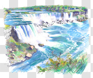 Niagara Falls - Beautiful Waterfall With Nature Surroundings Transparent PNG