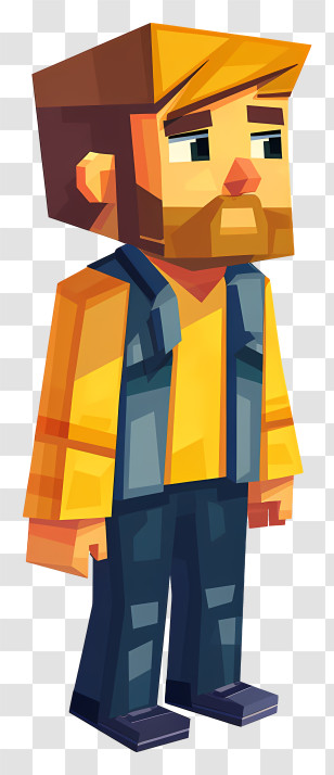 Minecraft - Blocky Male Character In Yellow Shirt Transparent PNG