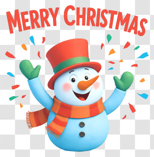 Snowman Celebrating Christmas - Merry Christmas Cheerful Snowman Transparent PNG