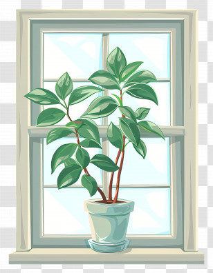 Window - Indoor Potted Plant Near Window Illustration Transparent PNG