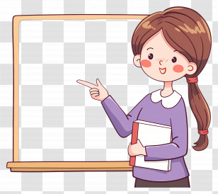 Teacher Education - Cartoon Teacher With Books Transparent PNG