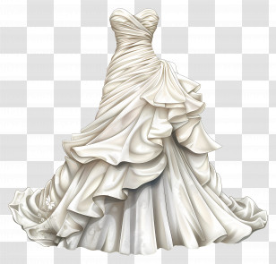White Wedding Dress - Elegant White Wedding Dress Illustration Transparent PNG