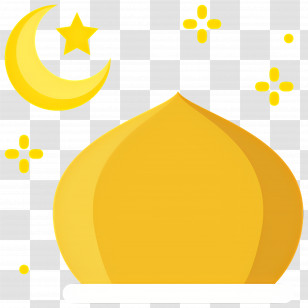 Mosque Dome - Yellow Dome With Crescent And Star Transparent PNG