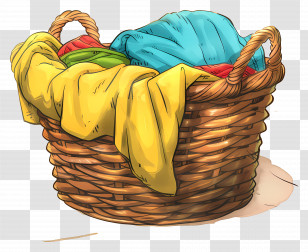 Laundry Basket - Woven Laundry Basket With Folded Clothes Transparent PNG