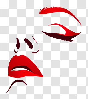 Make Up - Red Lips And Eye Illustration Transparent PNG