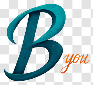 B You Logo - Teal 'B You' Script Logo Transparent PNG