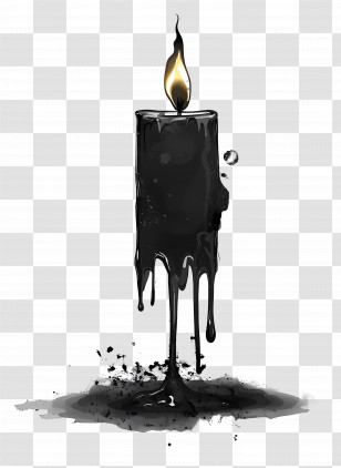 Candle - Black Melting Candle With Burning Flame Transparent PNG