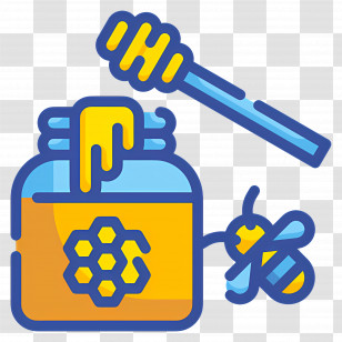 Honey Bee - Honey Jar With Dipper And Bee Transparent PNG