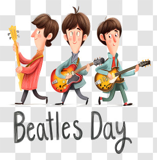 Beatles Day - Band Of Musicians With Guitars Transparent PNG