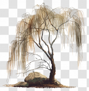Willow Tree Illustration - Elegant Willow Tree Illustration Transparent PNG