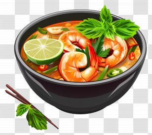 Thai Food - Delicious Shrimp Soup In A Bowl Transparent PNG