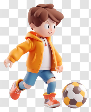 Boy Playing Soccer Ball - Boy Playing Soccer In Orange Jacket Transparent PNG