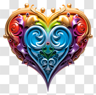 Lgbt Valentine - Ornate Colorful Decorative Heart Transparent PNG