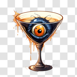 Halloween Cocktail - Eyeball In Martini Glass With Orange Liquid Transparent PNG