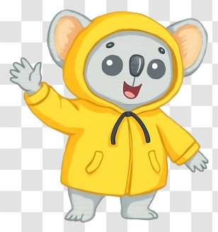 Cartoon Koala - Koala In Yellow Raincoat Transparent PNG