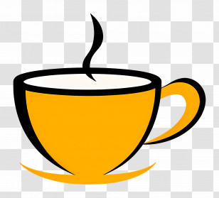 Coffee Logo - Yellow Coffee Cup With Steam Illustration Transparent PNG