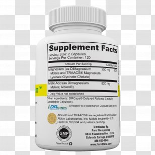 Dietary Supplement Nutrient Magnesium Malate Glycinate - Nutrition - Pure Veg Transparent PNG