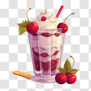 Milkshake - Cherry Parfait Dessert Glass Transparent PNG