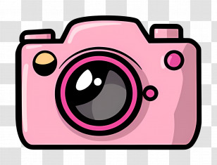 Camera Logo - Pink Cartoon Style Camera With Cute Features Transparent PNG