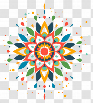 Indian Pongal Festival - Vibrant Colorful Mandala Design Transparent PNG