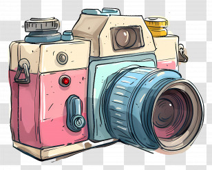 Camera - Vintage Cartoon Style Camera Illustration Transparent PNG