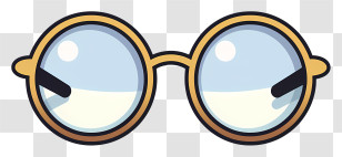 Blue Lenses - Round Glasses With Gold Frame Transparent PNG