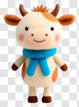 Cartoon Milk Cow - Cute Cow With Blue Scarf Transparent PNG