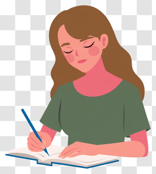 Woman Writing With Pencil - Girl Writing In A Book Transparent PNG