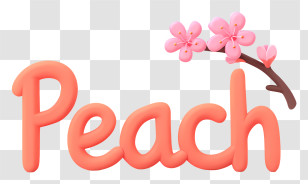 Peach Logo - Peach Word Art With Blossom Accent Transparent PNG