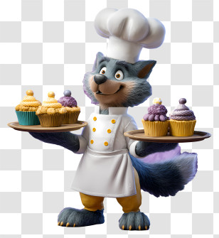 Werewolf Baker - Wolf Chef Bakery Mascot Transparent PNG