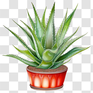 Aloe Vera - Realistic Aloe Vera In A Bright Vibrant Pot Illustration Transparent PNG