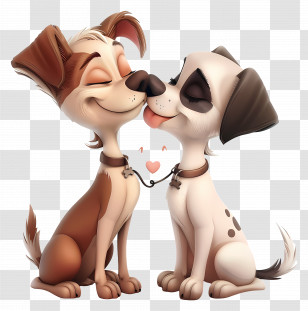 Kissing - Romantic Cartoon Dogs In Love Transparent PNG