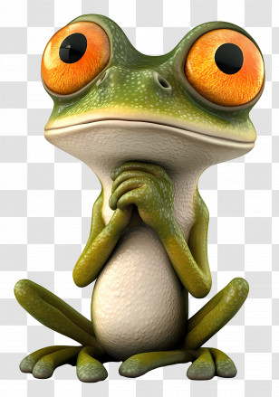 Cartoon Frog - Cartoon Frog With Big Orange Eyes And Playful Expression Transparent PNG